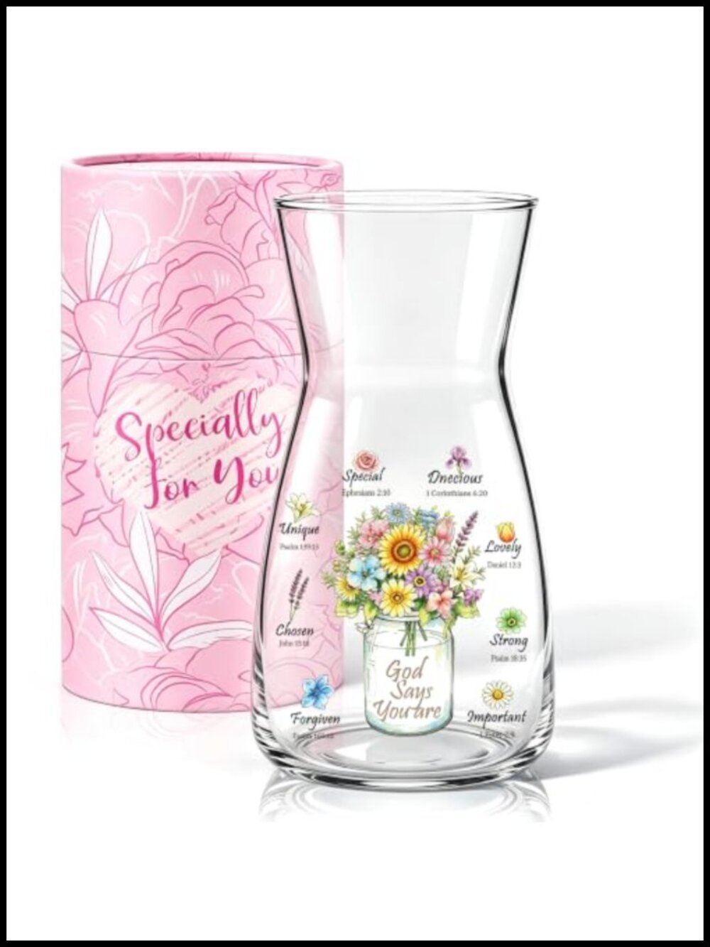 Glass Flower Vase 12 Month Birth Flower Chart Christian Gift